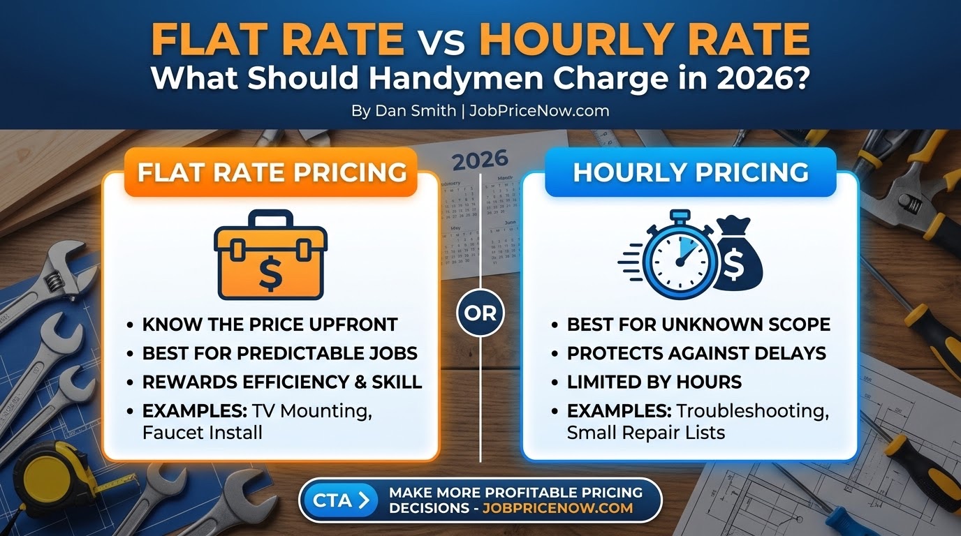 Flat Rate vs. Hourly Rate: What Should Handymen Charge in 2026?  By Dan Smith | JobPriceNow.com